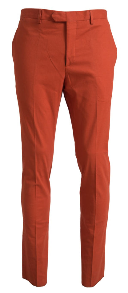 Elegant Orange Pure Cotton Pants