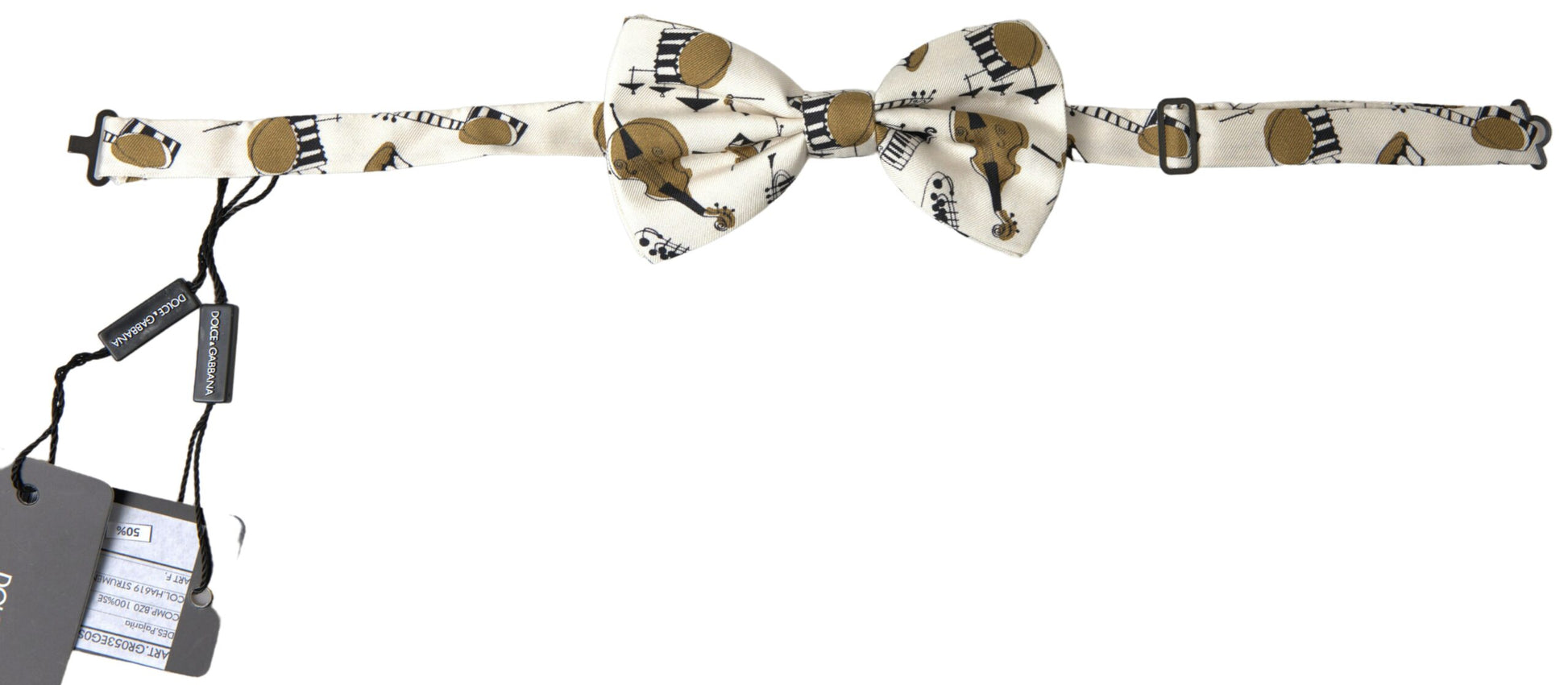 Chic Beige Silk Musical Bow Tie