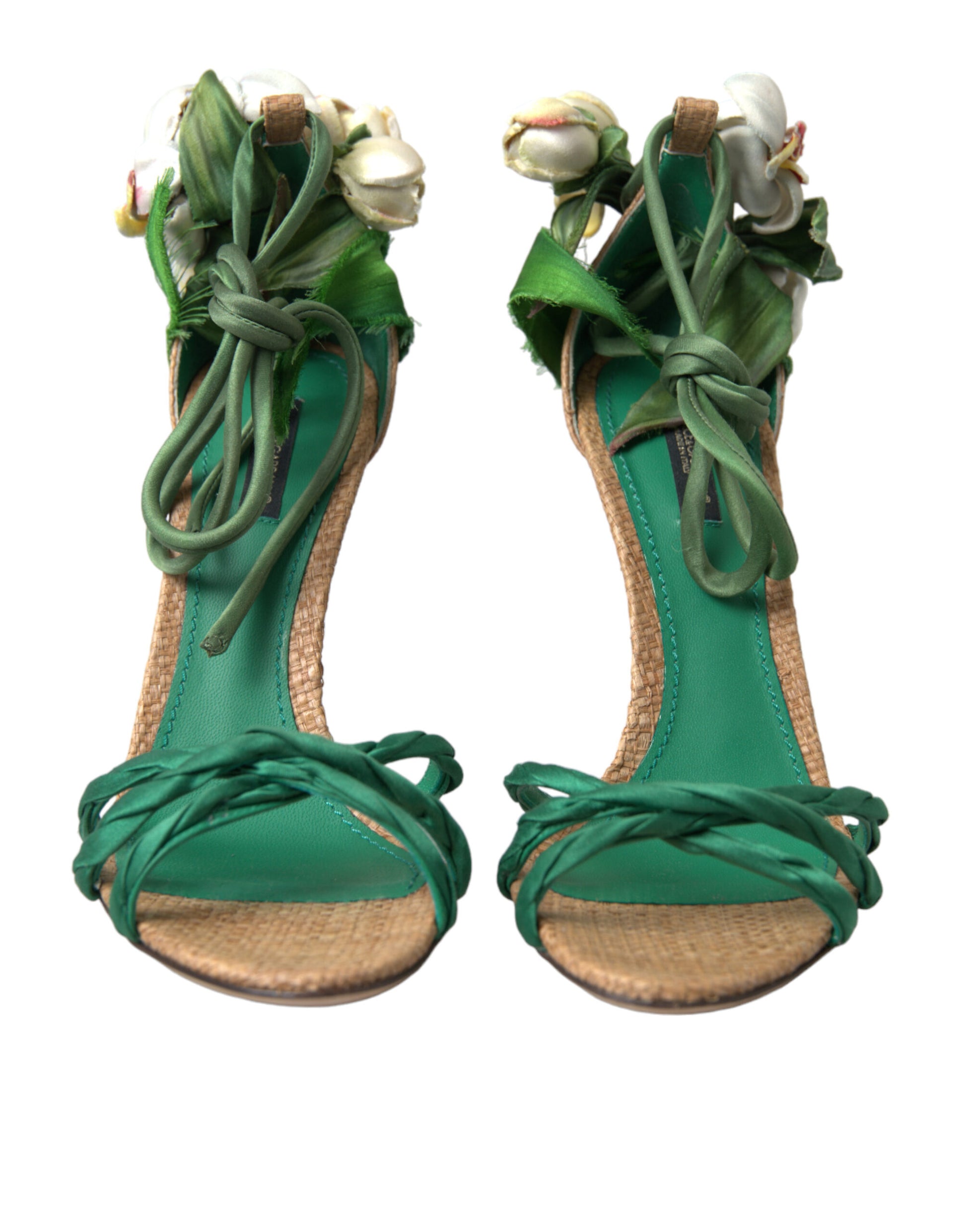 Emerald Elegance Satin Heels