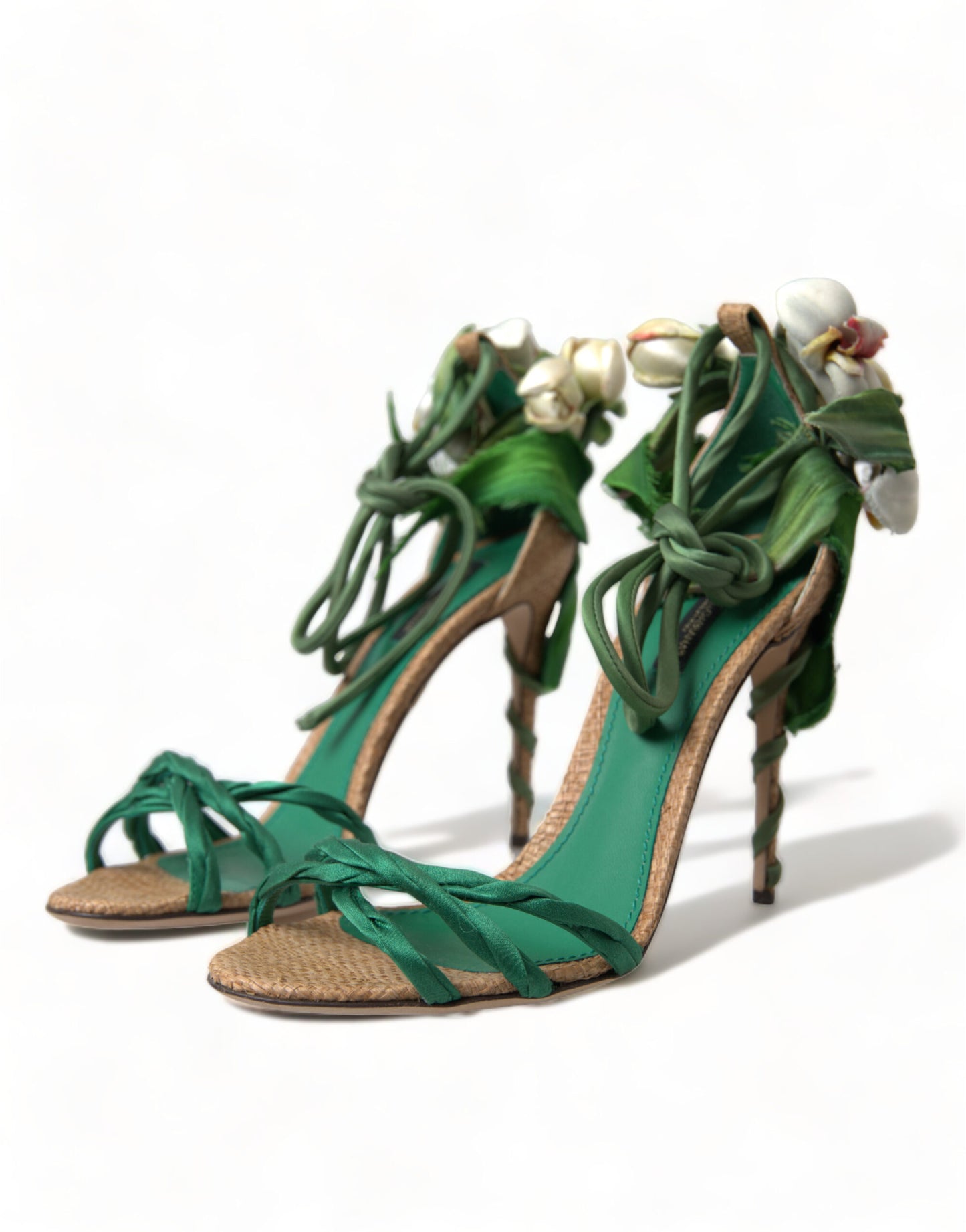 Emerald Elegance Satin Heels