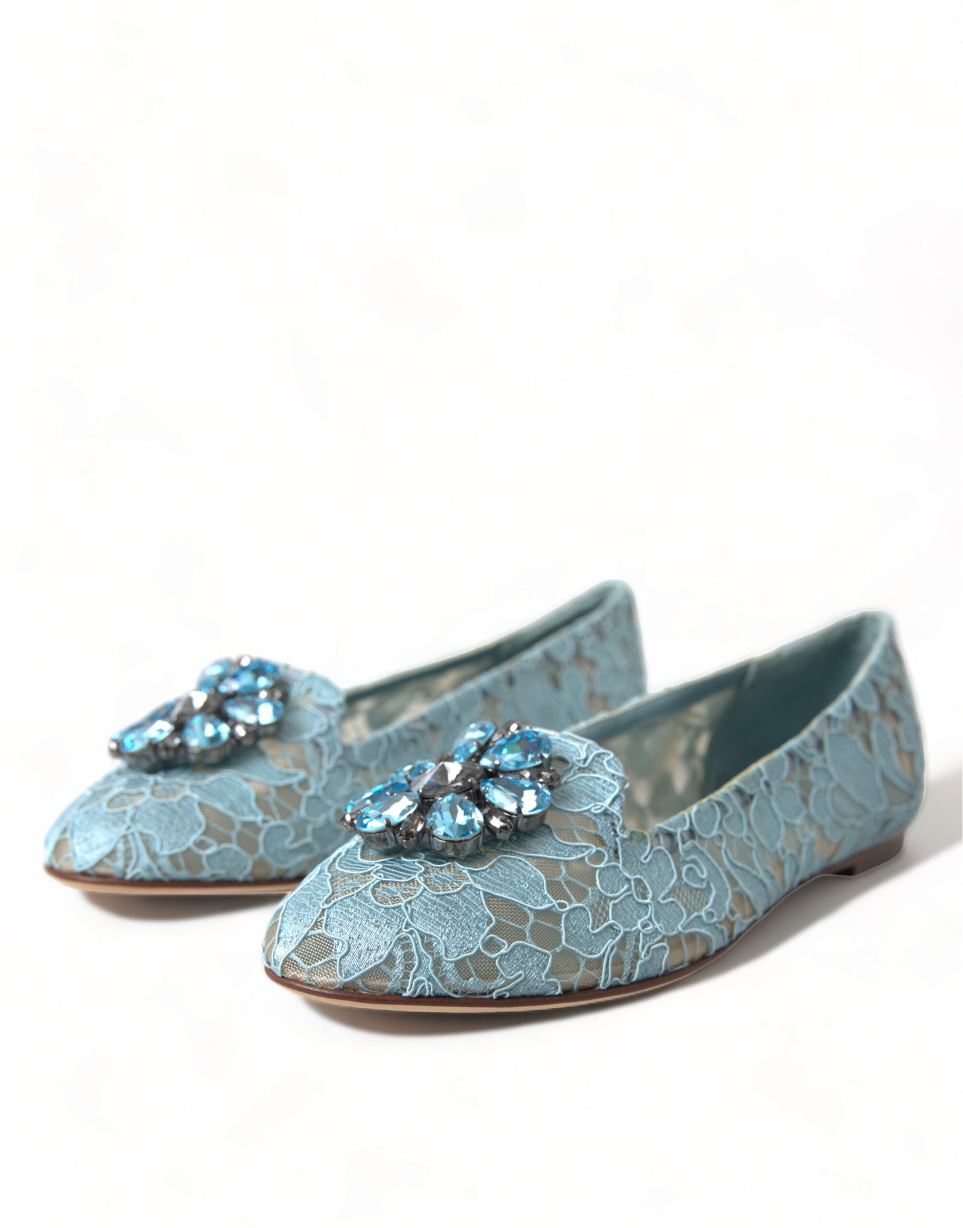 Elegant Floral Lace Aqua Vally Flats