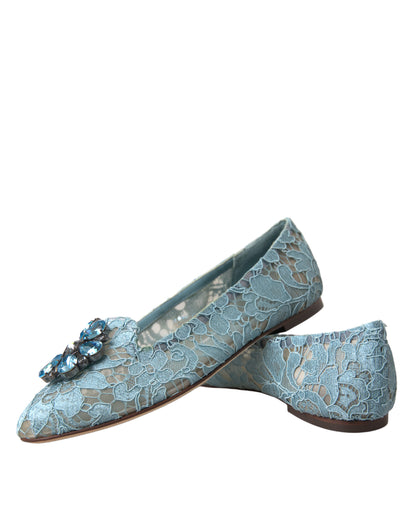 Elegant Floral Lace Aqua Vally Flats