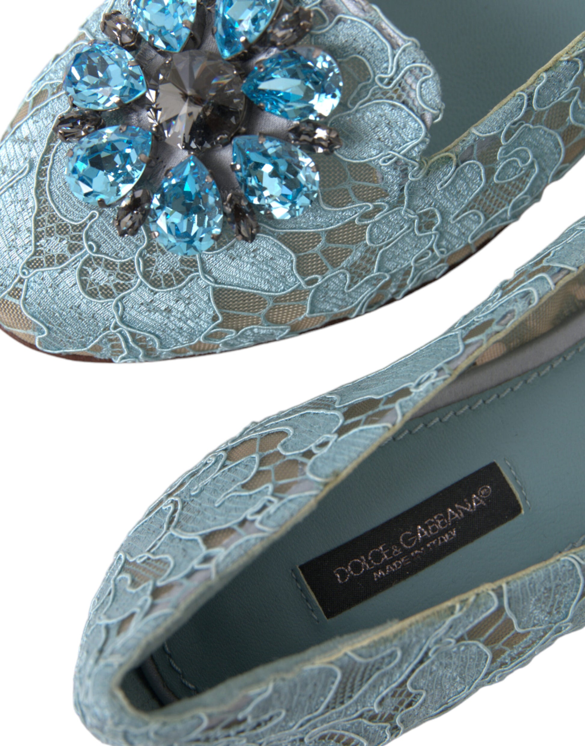 Elegant Floral Lace Aqua Vally Flats