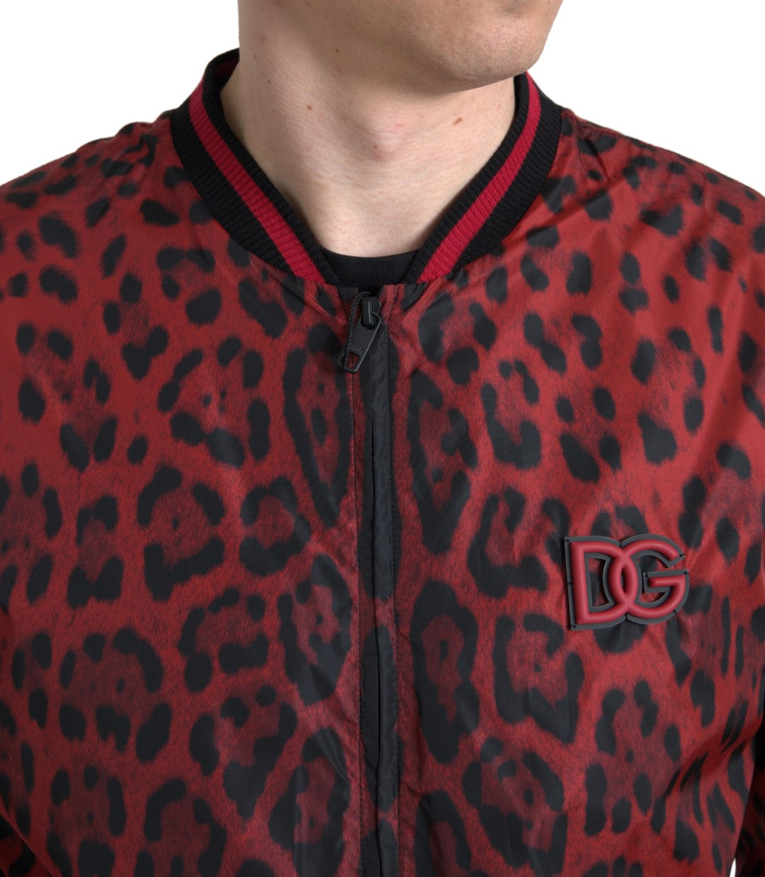 Red Leopard Print Bomber Jacket