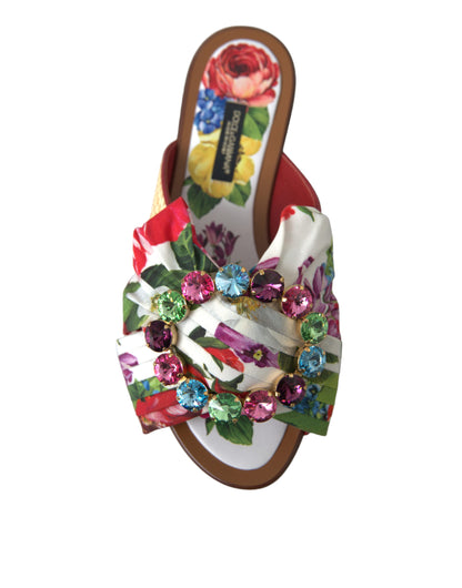 Exquisite Floral Print Flat Sandals