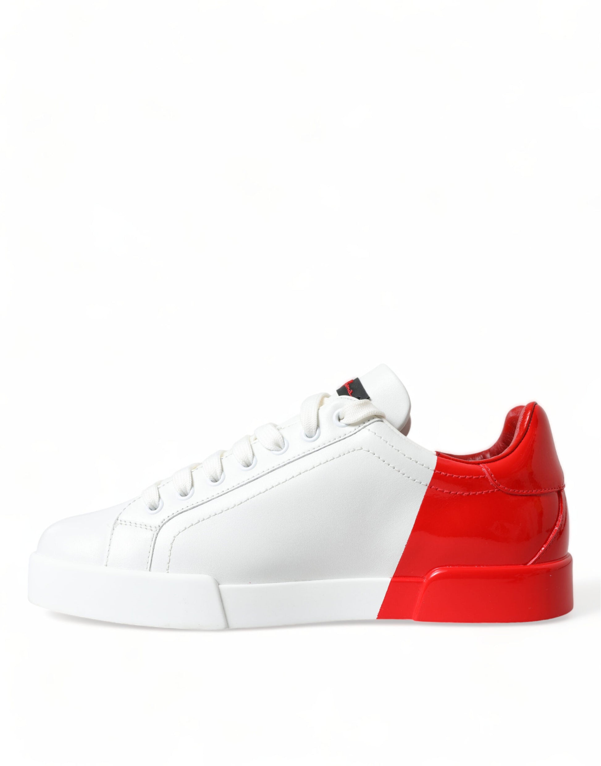 Chic Red and White Leather Sneakers