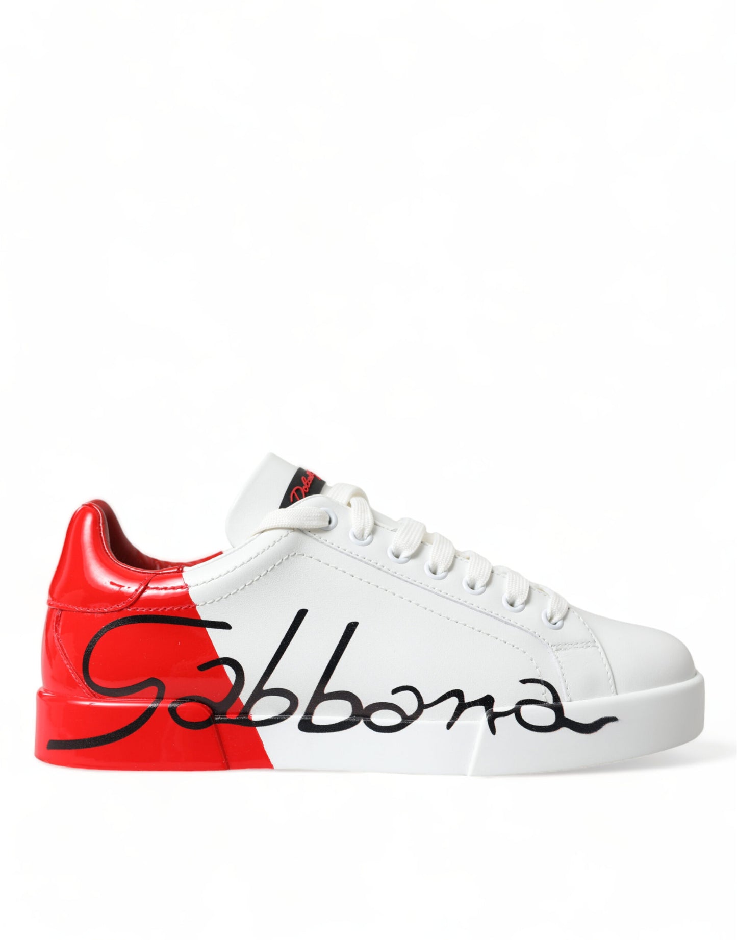 Chic Red and White Leather Sneakers