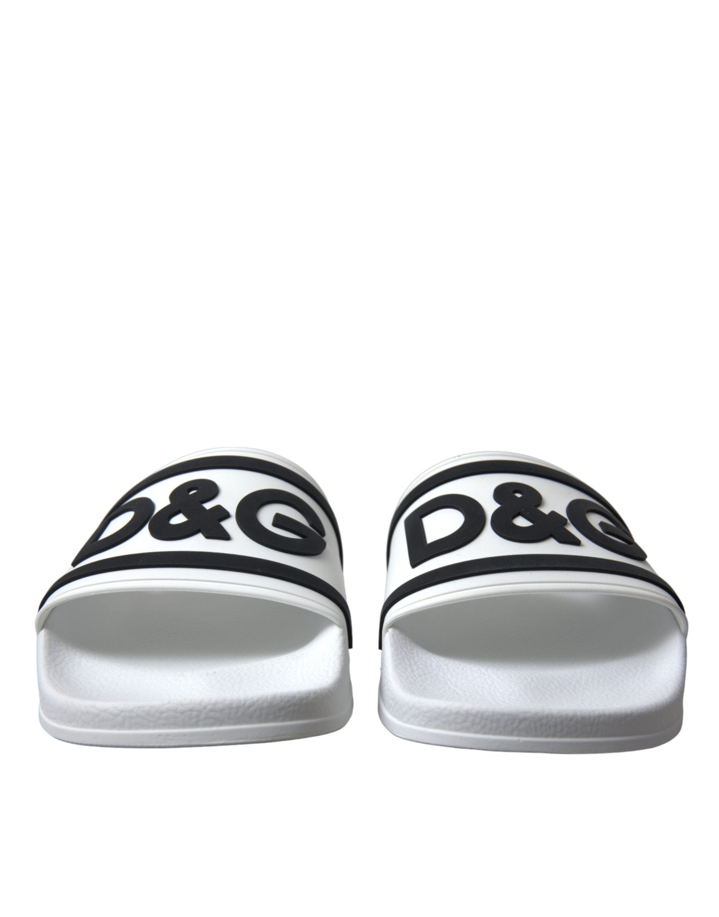 Chic White Designer Slides with Logo Detail