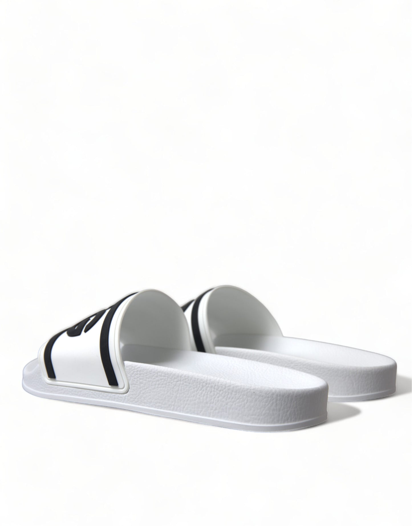 Chic White Designer Slides with Logo Detail