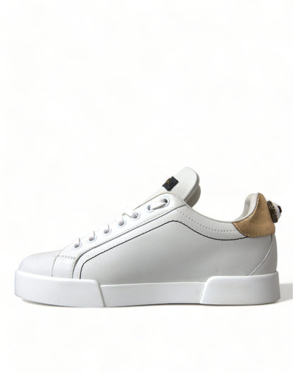 Elegant Portofino White Leather Sneakers