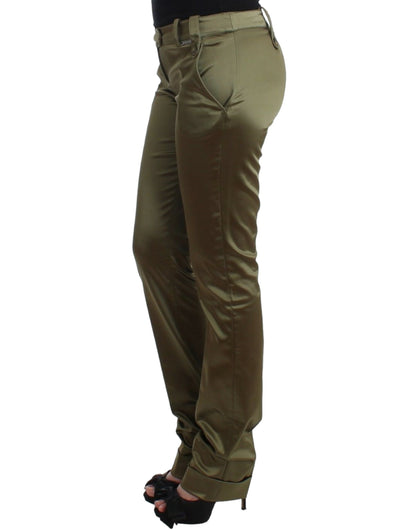 Chic Green Slimline Tailored Pants