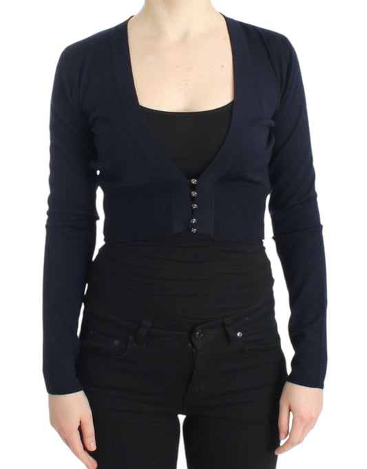 Elegant Cropped Virgin Wool Cardigan