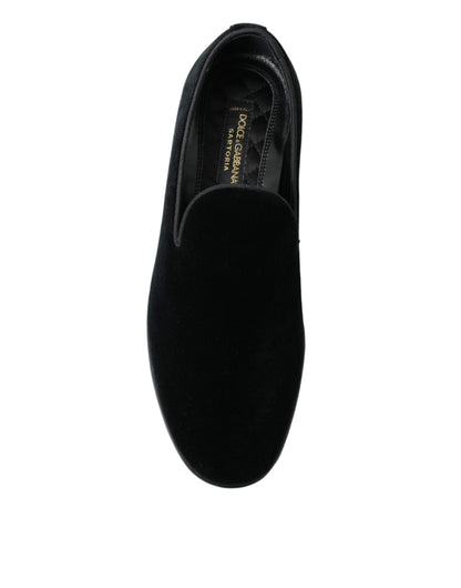 Elegant Velvet Black Loafers for Men