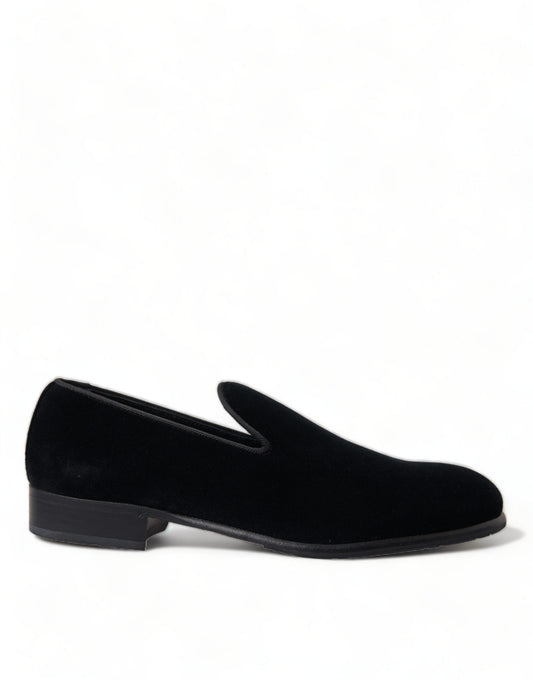 Elegant Velvet Black Loafers for Men