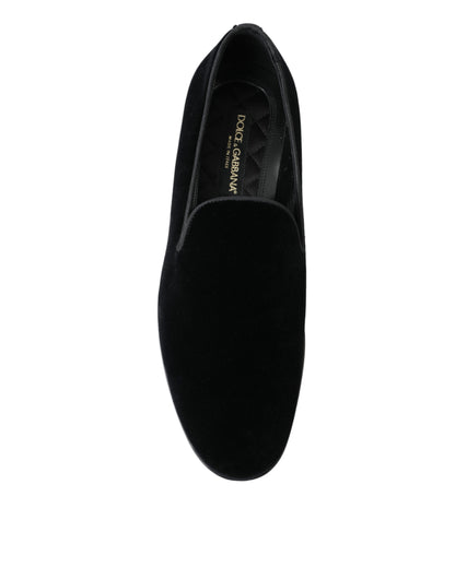 Elevated Black Velvet Loafers for Men