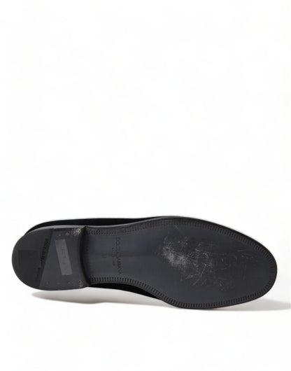 Elevated Black Velvet Loafers for Men