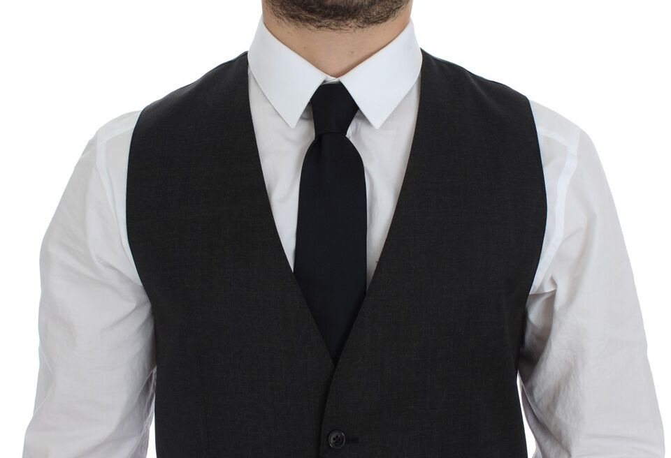 Elegant Gray Wool Formal Dress Vest