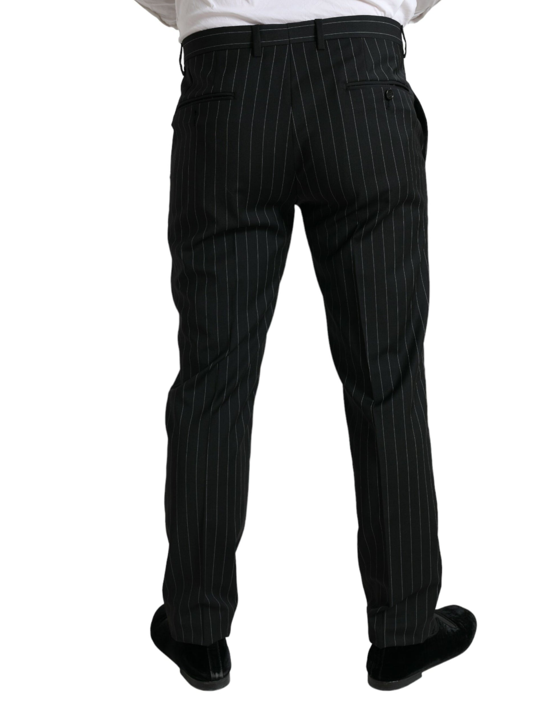 Black and White Striped Skinny Dress Pants