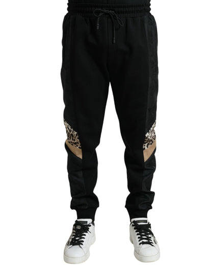 Elegant Black Leopard Jogger Pants