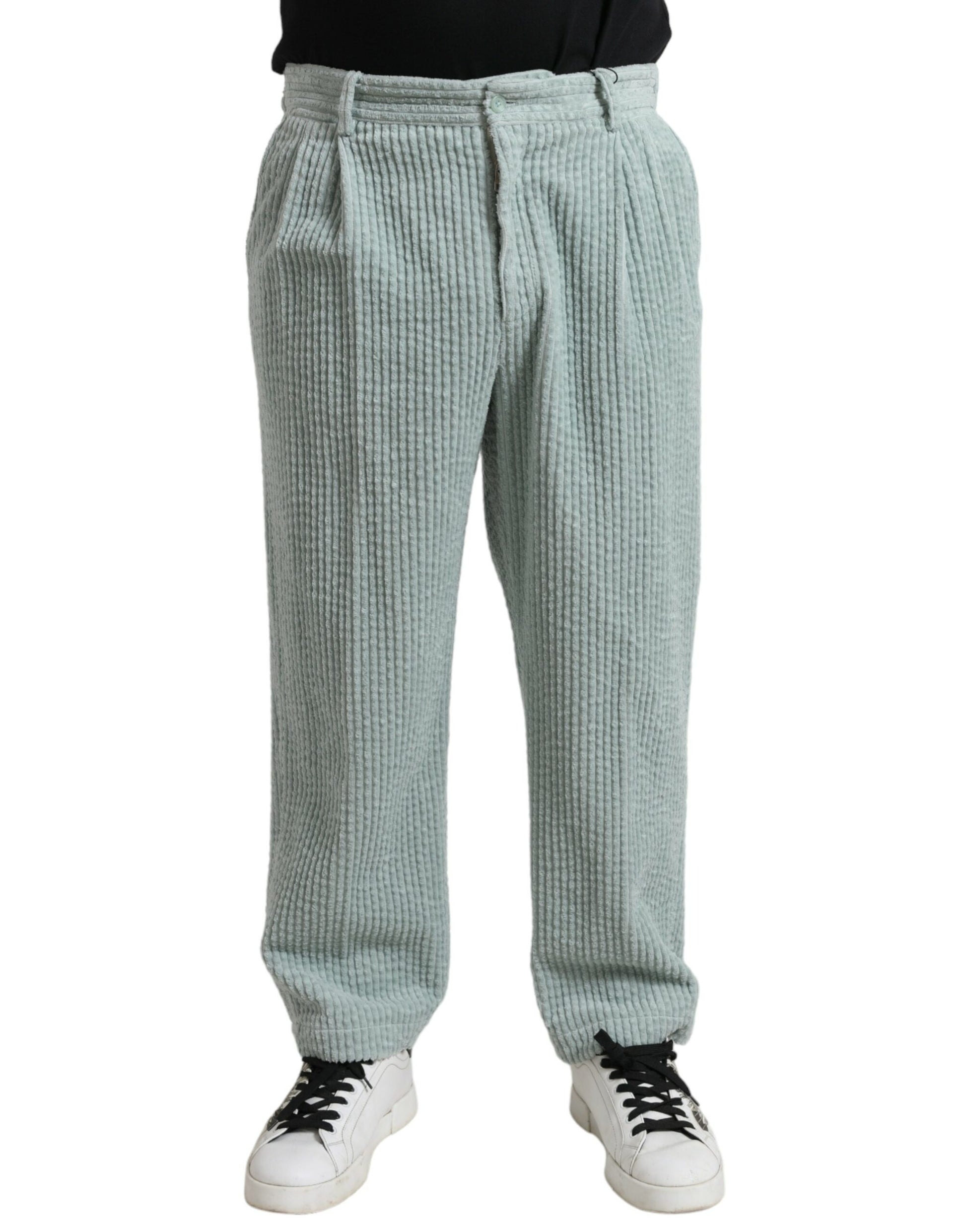 Elegant Light Blue Corduroy Cotton Pants