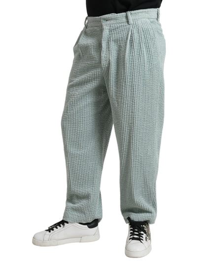 Elegant Light Blue Corduroy Cotton Pants