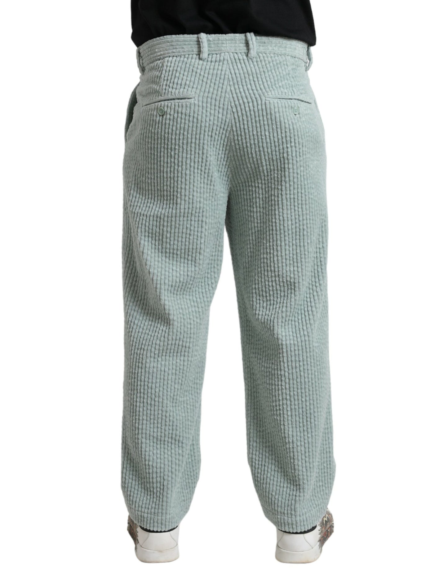 Elegant Light Blue Corduroy Cotton Pants