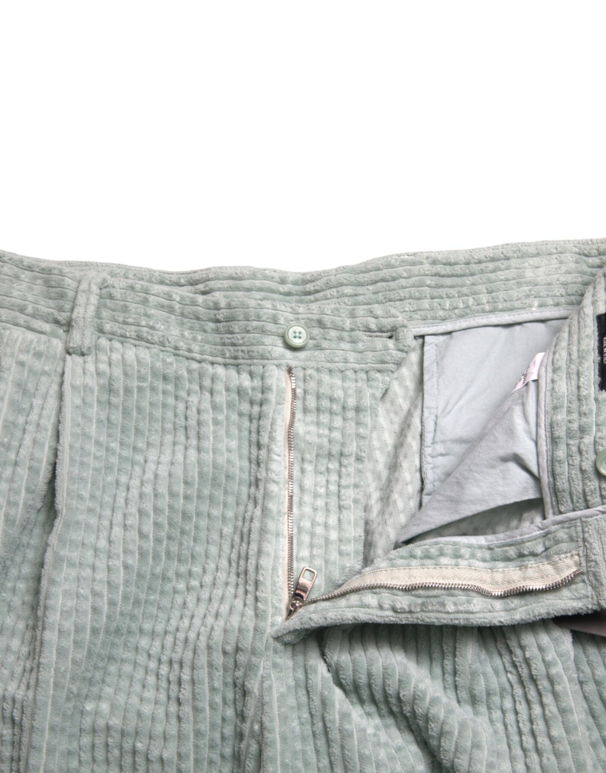 Elegant Light Blue Corduroy Cotton Pants