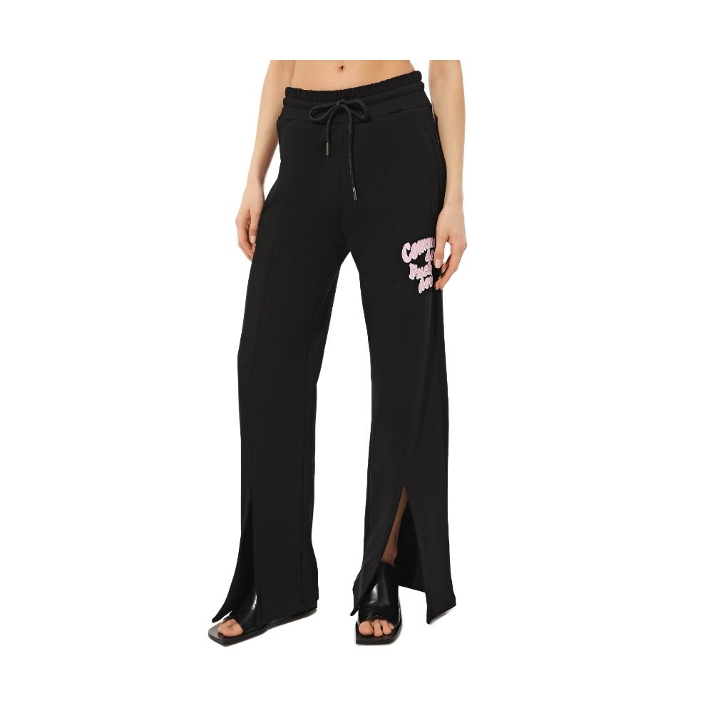 Chic Black Cotton Tracksuit Trousers