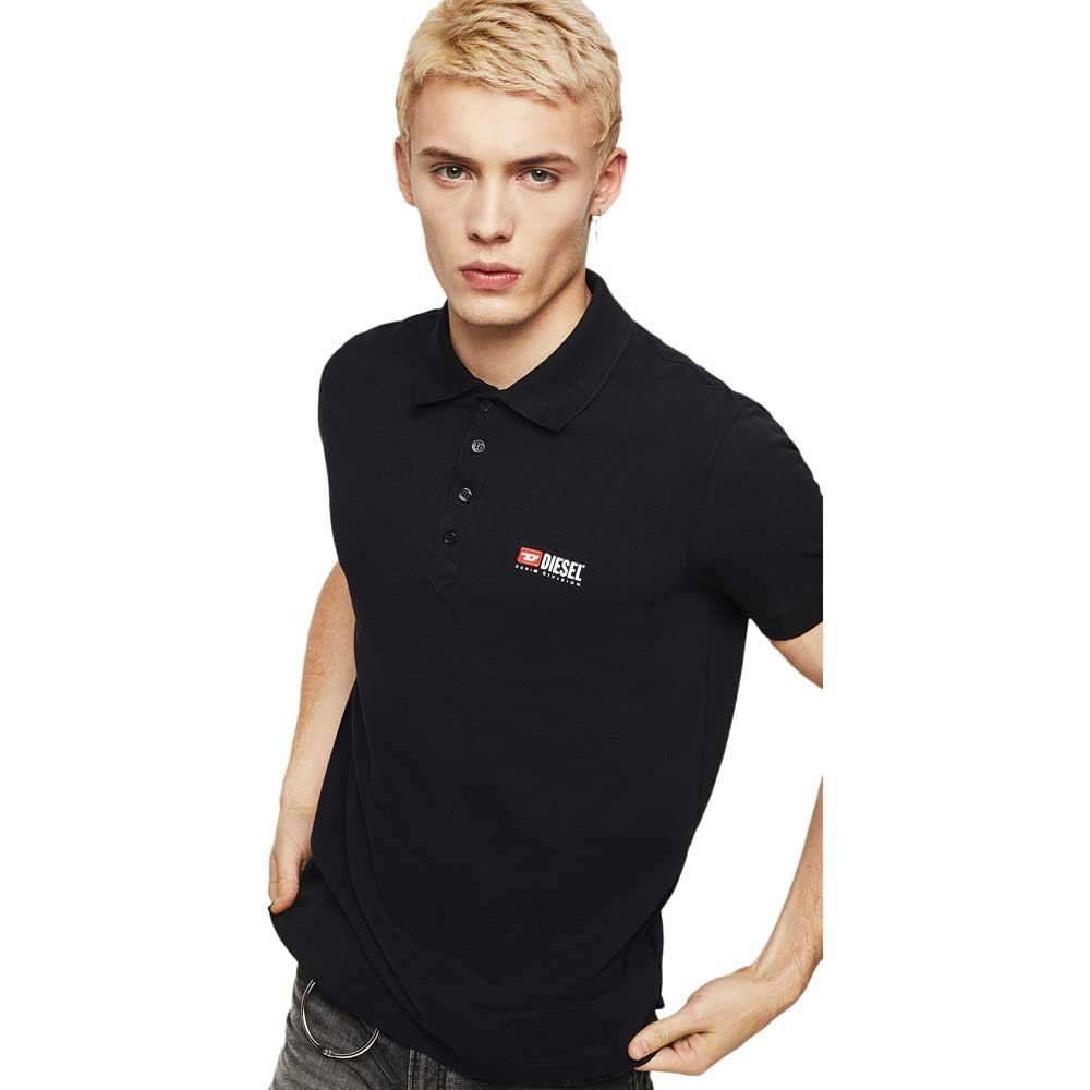 Sleek Black Cotton Polo with Contrast Logo