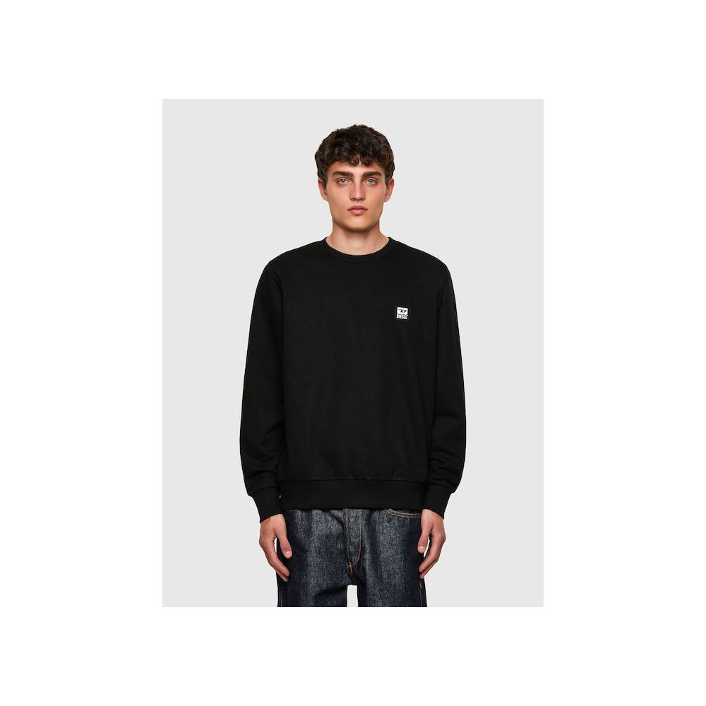 Sleek Black Cotton Blend Sweatshirt