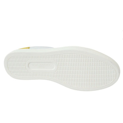 Elegant White Calfskin Sneakers with Yellow Accent