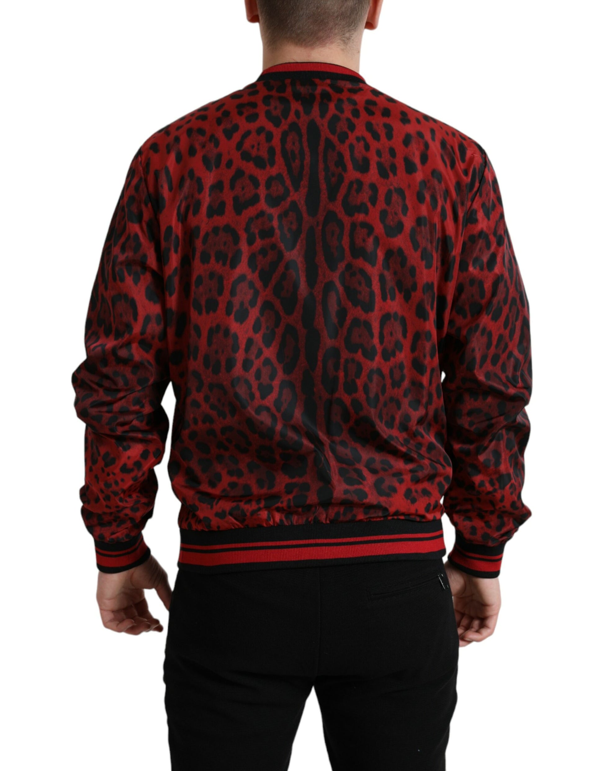 Red Leopard Nylon Bomber Jacket