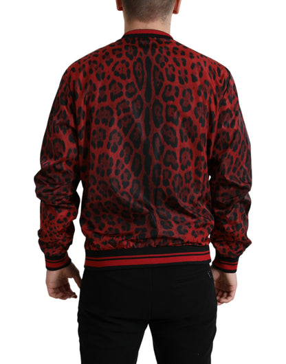 Red Leopard Nylon Bomber Jacket