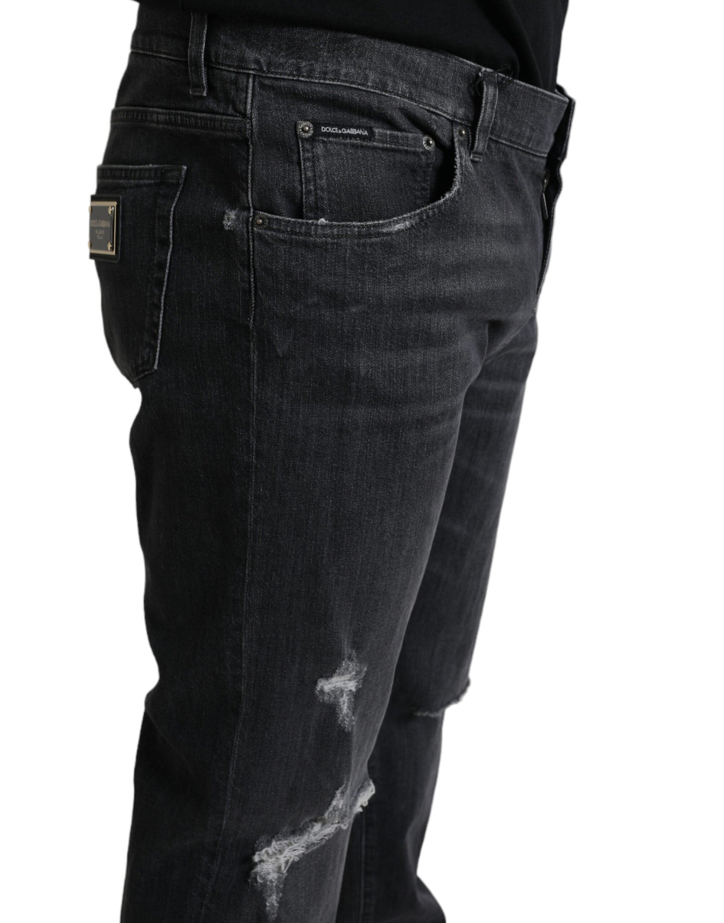 Elegant Slim Fit Tattered Denim Jeans