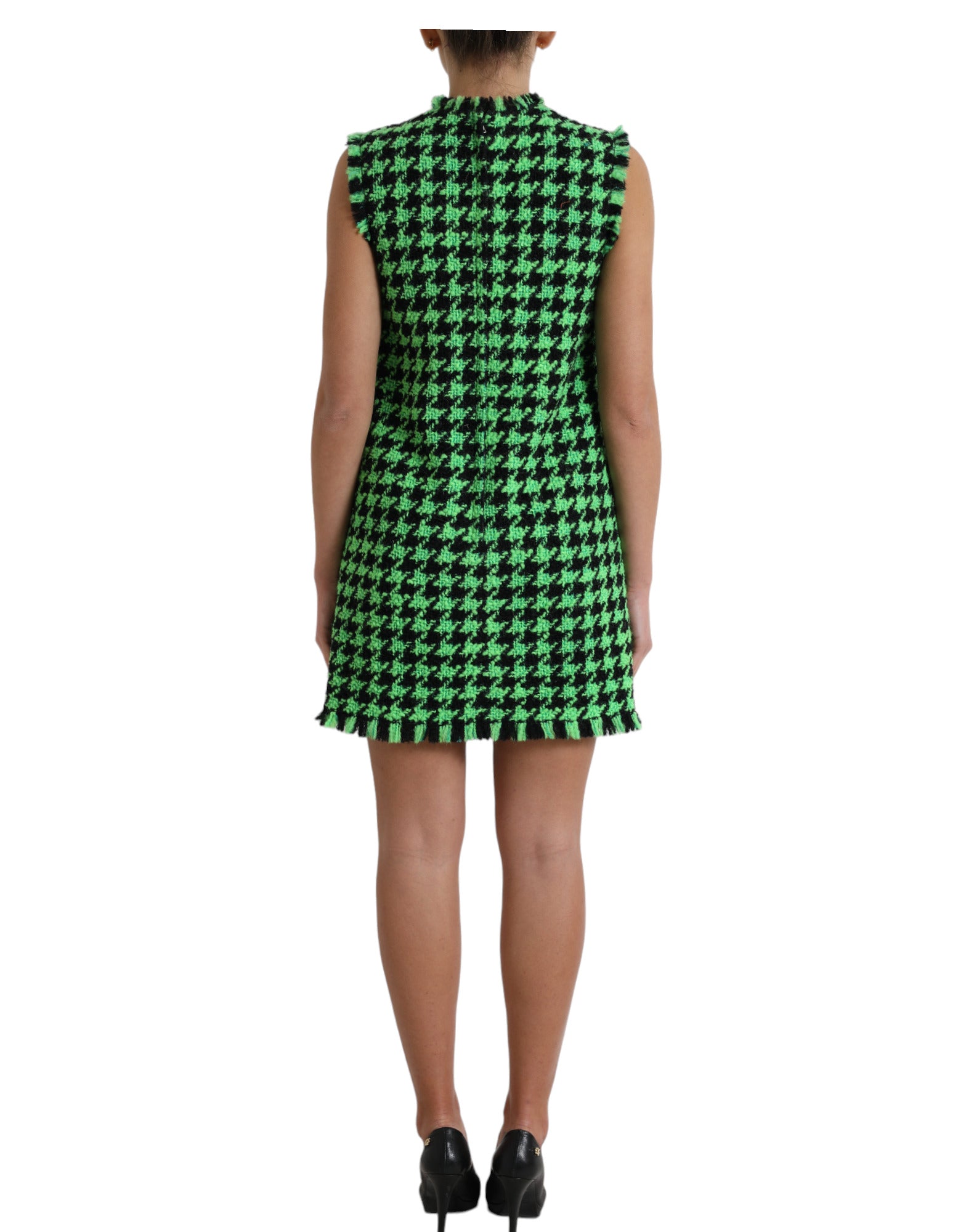 Elegant Houndstooth Knitted Mini Dress