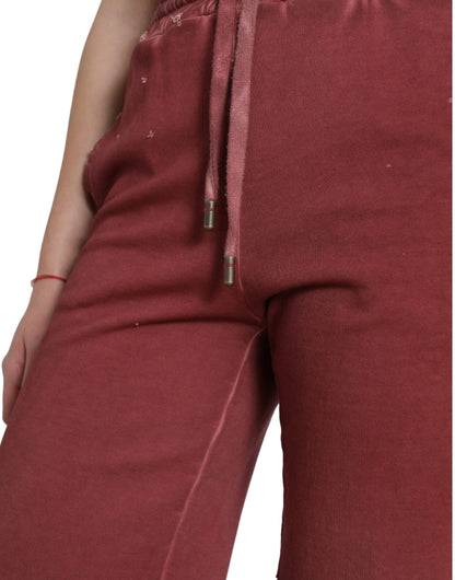 Chic Maroon High-Waist Designer Sweatshorts