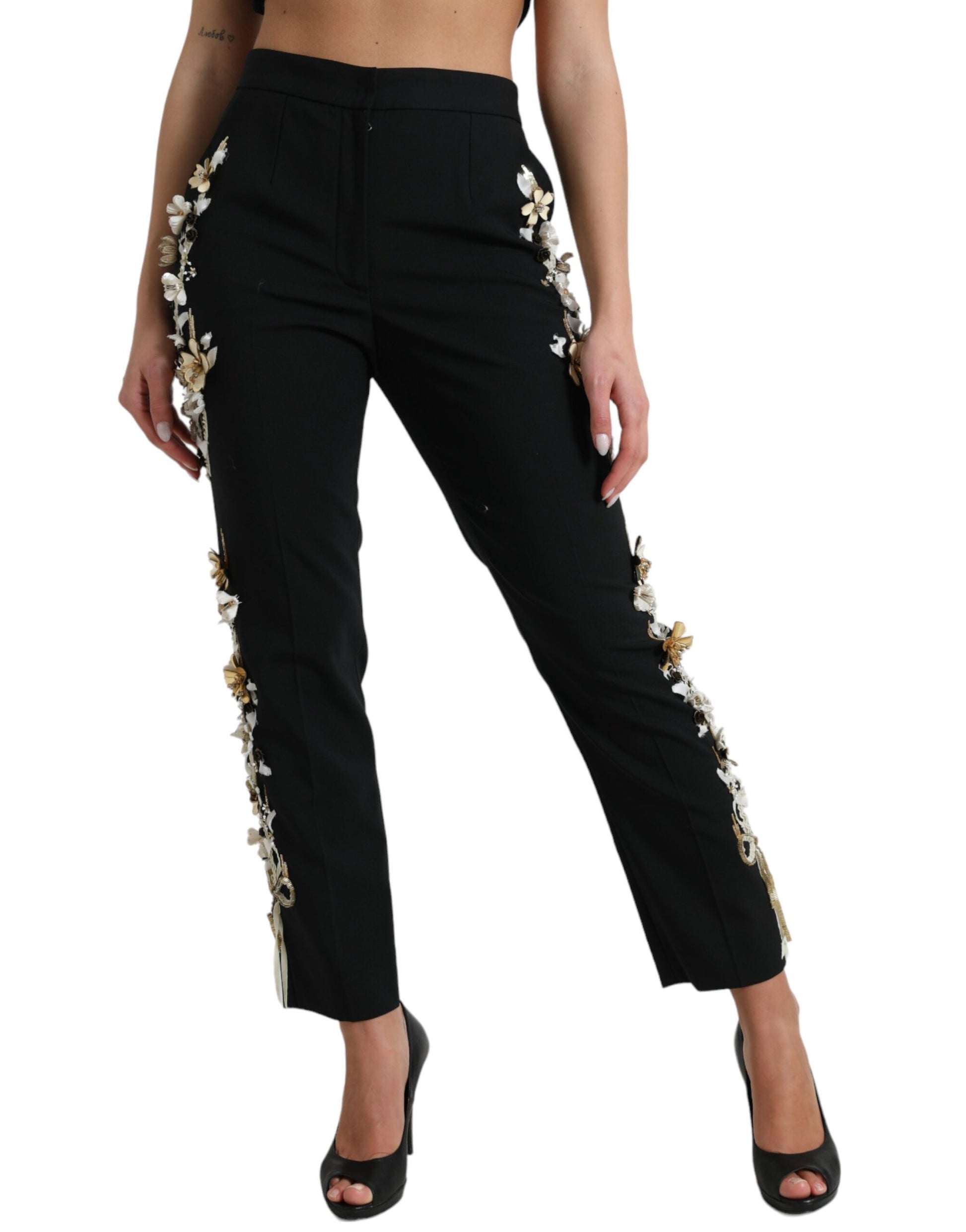 Elegant High Waist Floral Tapered Pants