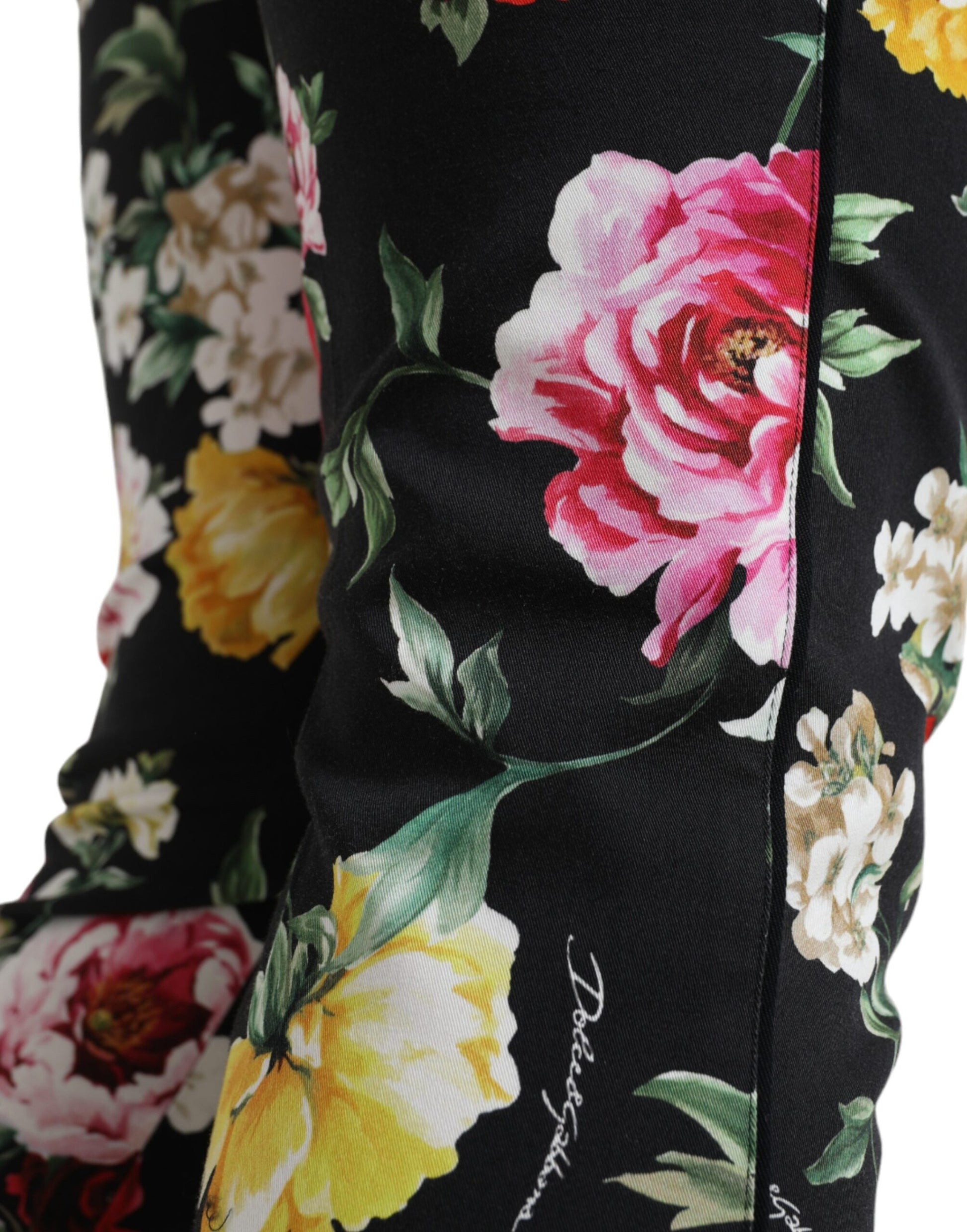 Elegant Floral Mid Waist Cropped Pants