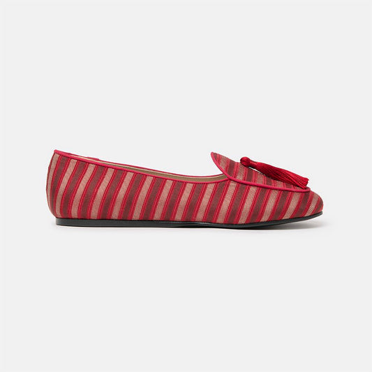 Red Silk Tassel Moccasins - Unisex Elegance