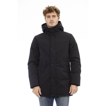 Black Polyester Men Jacket