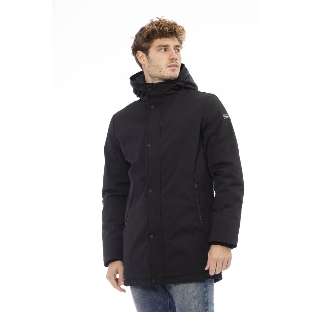 Black Polyester Men Jacket