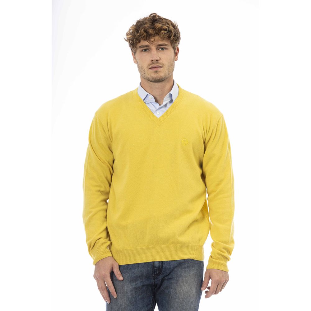 Yellow Wool Men Sweater