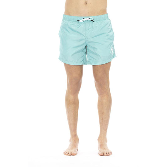 Light Blue Polyester Men Swim Shorts