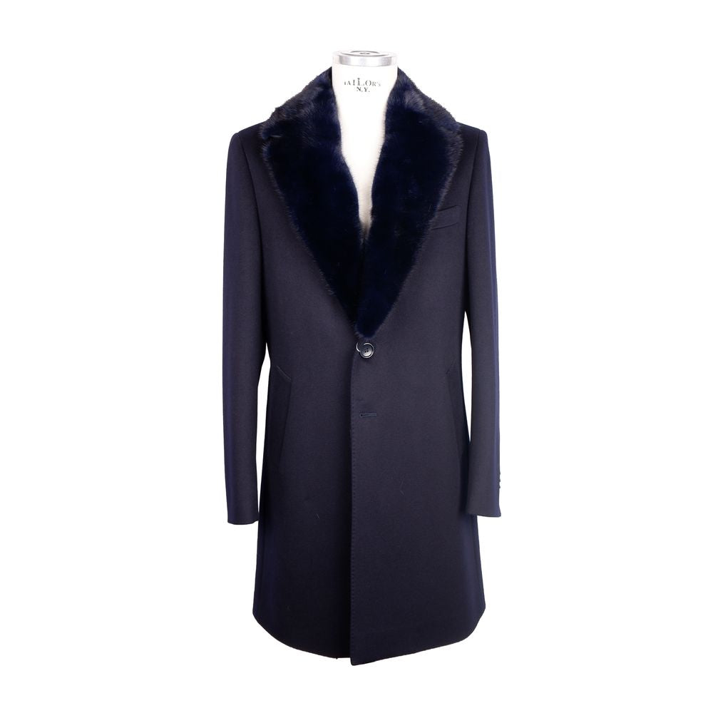 Blue Wool Men Jacket