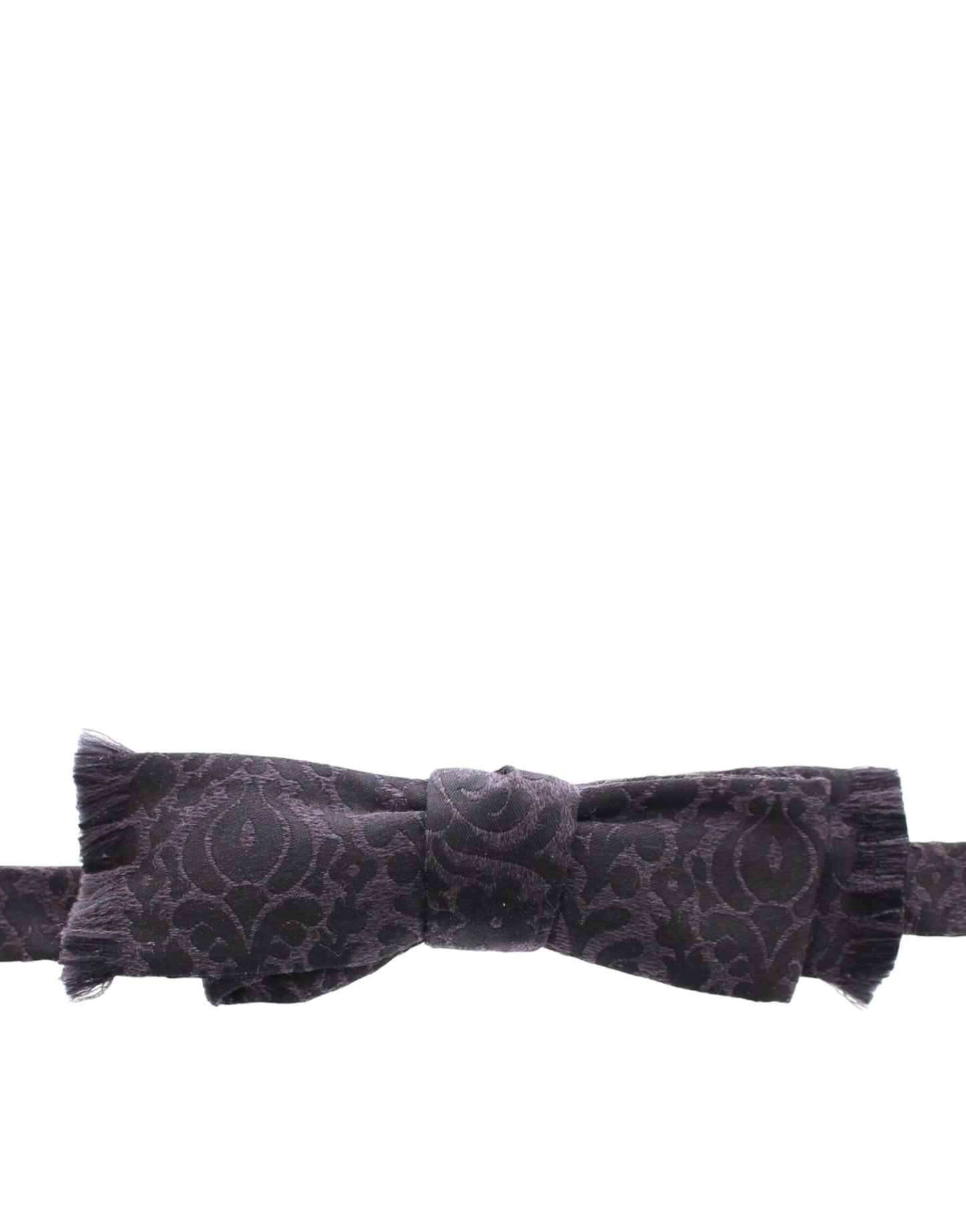 Elegant Black Paisley Silk-Wool Blend Bow Tie