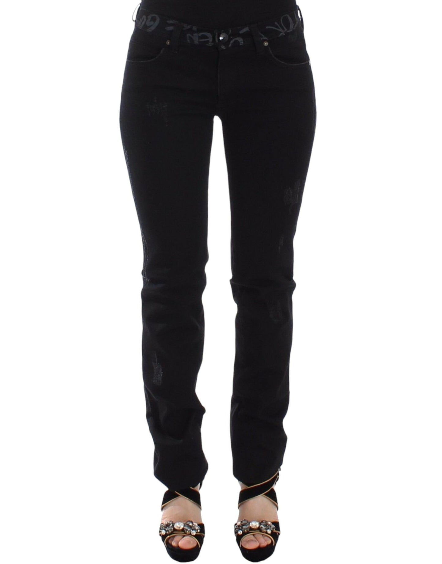 Chic Black Skinny Statement Jeans