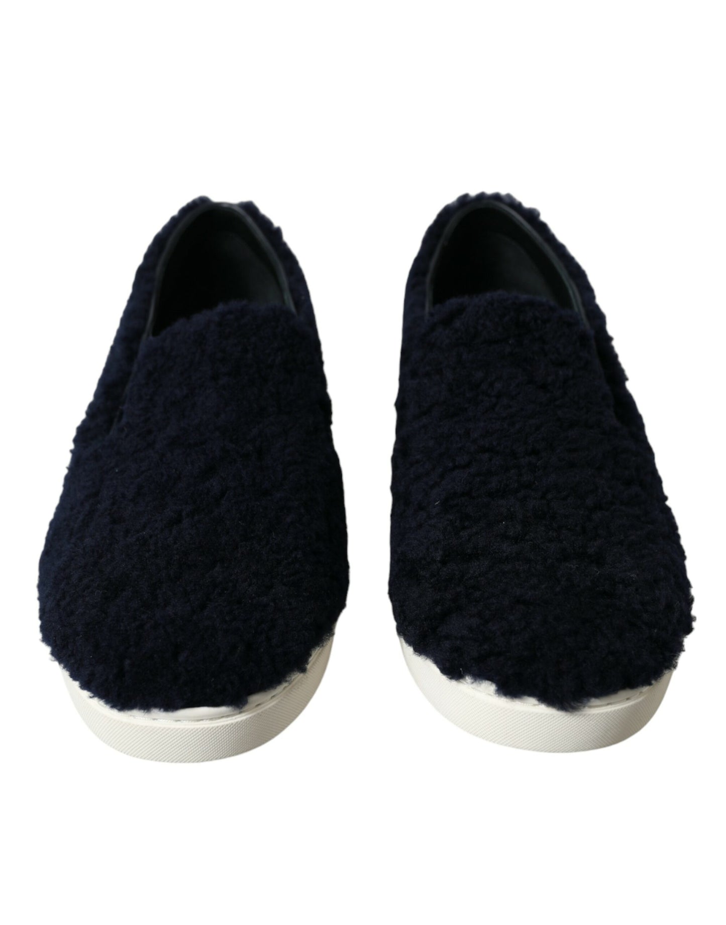 Elegant Shearling Slip-On Sneakers in Blue