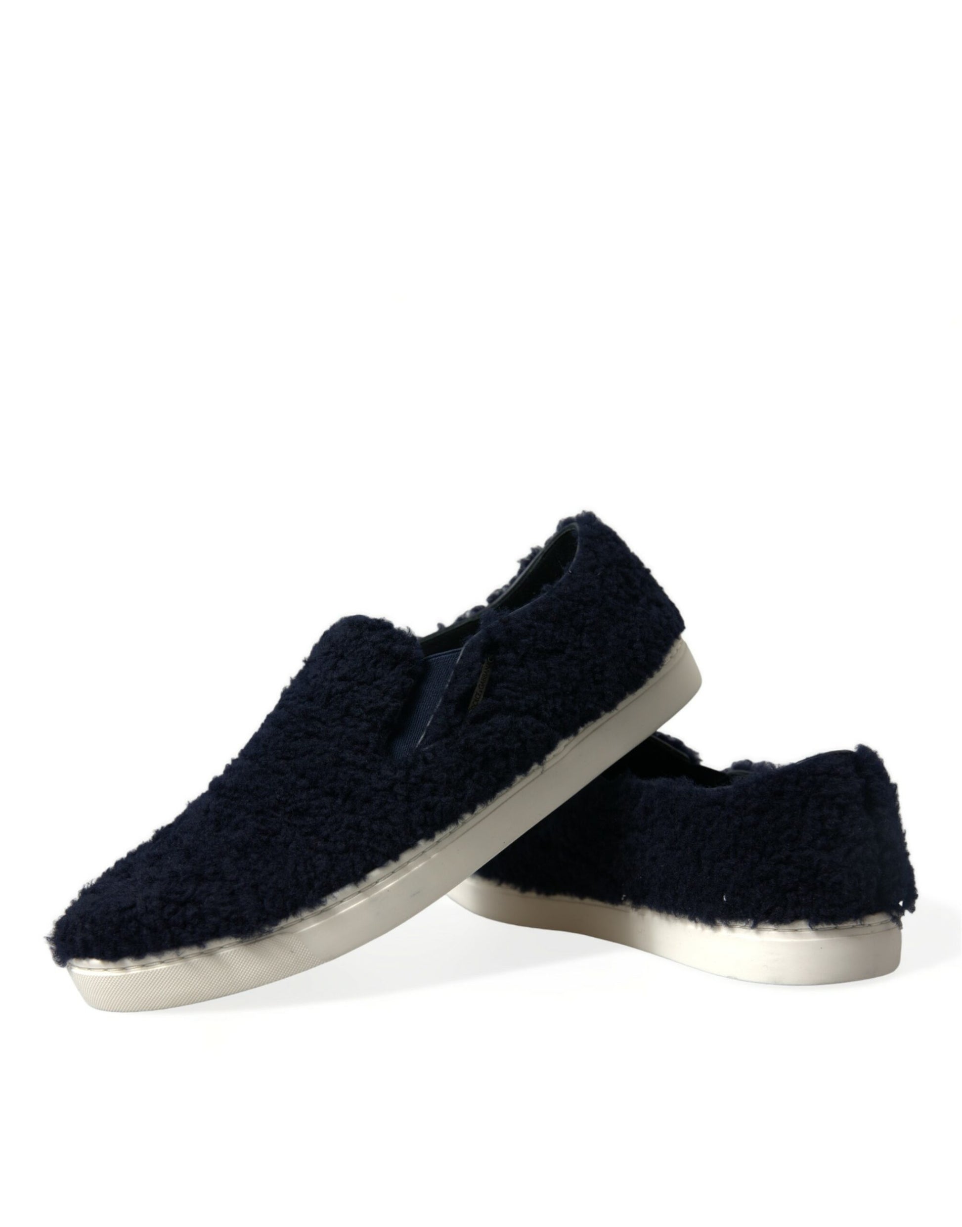 Elegant Shearling Slip-On Sneakers in Blue