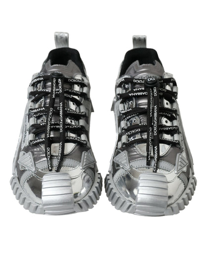 Silver Laminated Low Top Sneakers