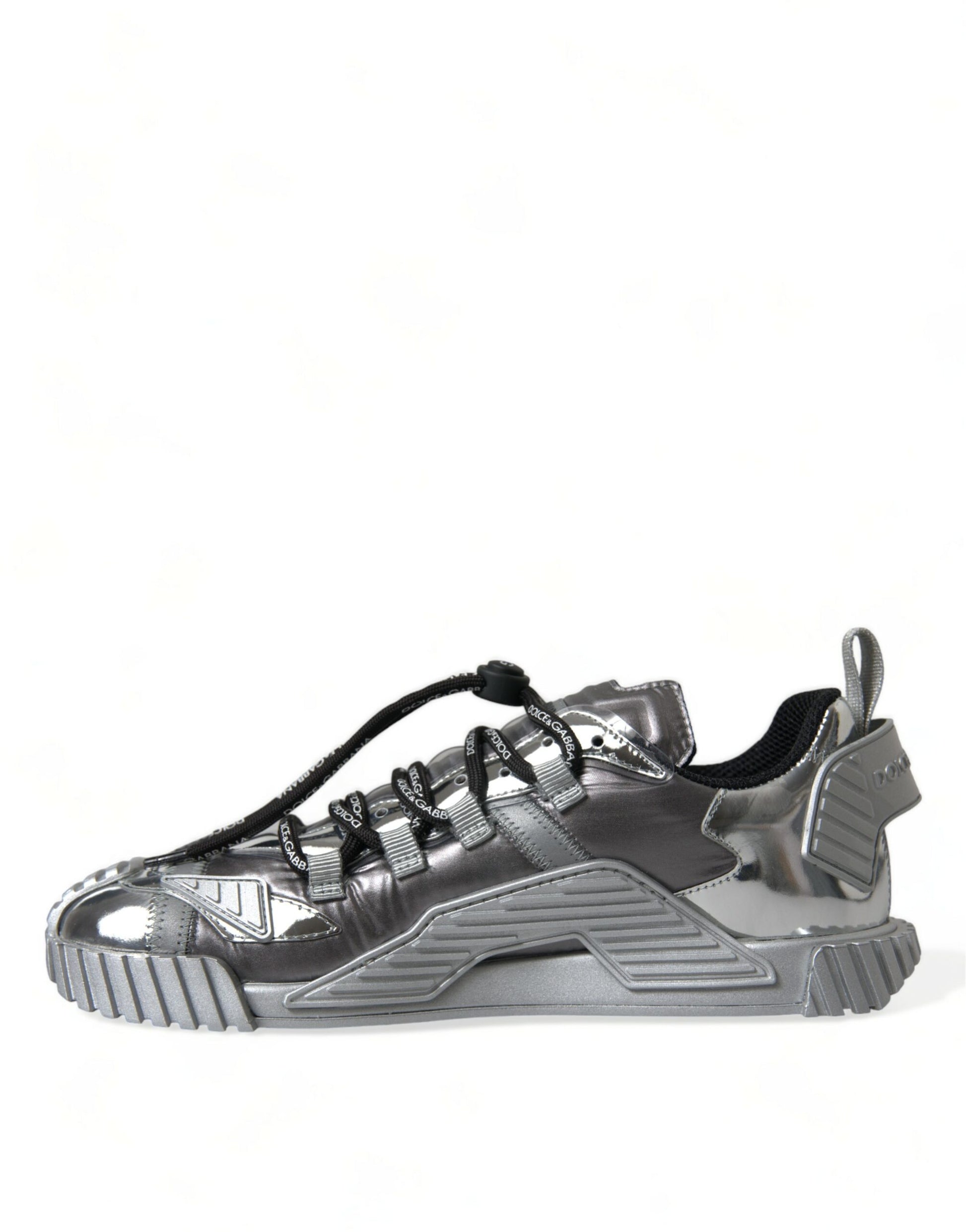 Silver Laminated Low Top Sneakers